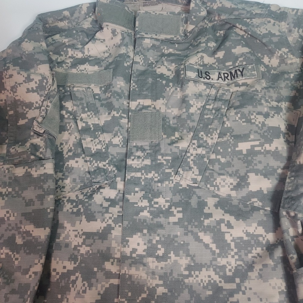Military Digital Camo Jacket Mens Medium-Short Multi Pocket Tactical Outdoor